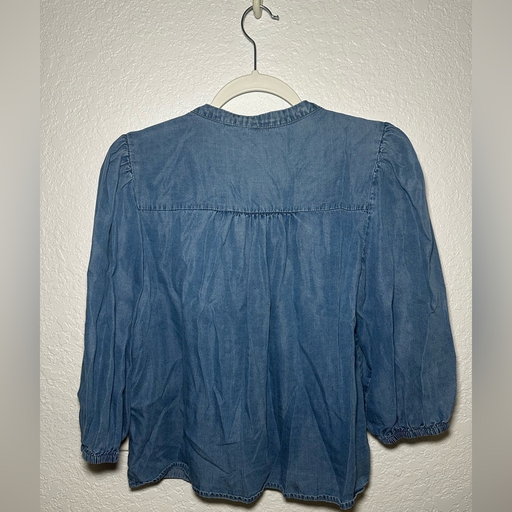 Saks Fifth Avenue Blue Button-Up Denim Tunic Womens Size M Blouse - Picture 7 of 7